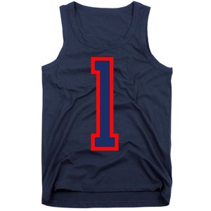 1 Jersey Number Red Blue Sports Birthday Lucky Number Tank Top