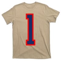 1 Jersey Number Red Blue Sports Birthday Lucky Number T-Shirt