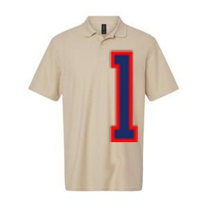 1 Jersey Number Red Blue Sports Birthday Lucky Number Softstyle Adult Sport Polo