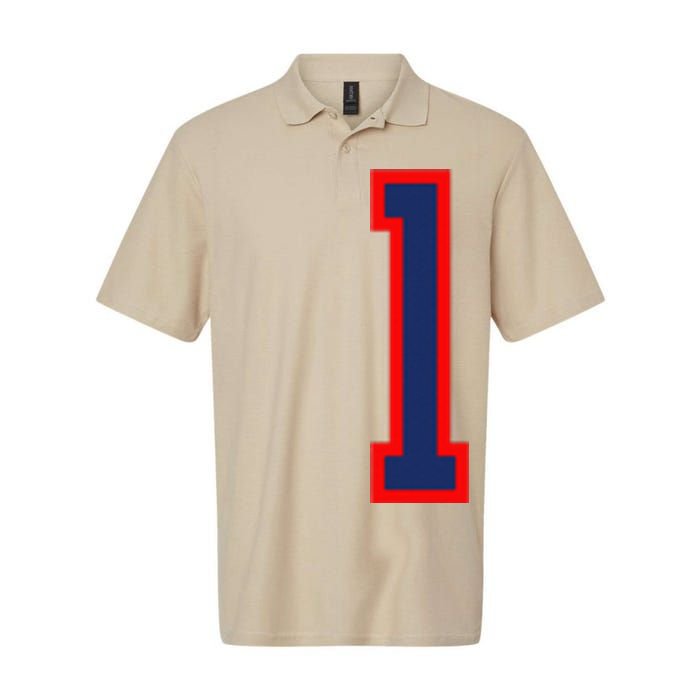 1 Jersey Number Red Blue Sports Birthday Lucky Number Softstyle Adult Sport Polo