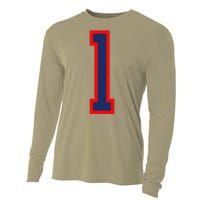 1 Jersey Number Red Blue Sports Birthday Lucky Number Cooling Performance Long Sleeve Crew