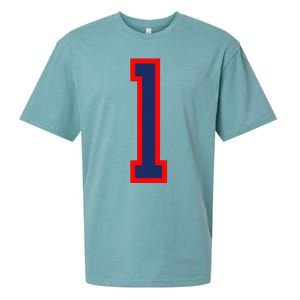 1 Jersey Number Red Blue Sports Birthday Lucky Number Sueded Cloud Jersey T-Shirt