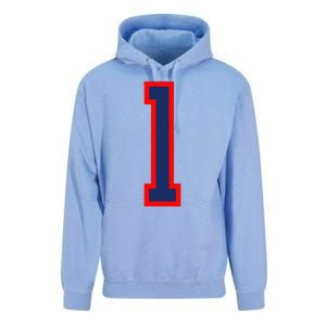 1 Jersey Number Red Blue Sports Birthday Lucky Number Unisex Surf Hoodie