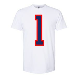 1 Jersey Number Red Blue Sports Birthday Lucky Number Softstyle CVC T-Shirt