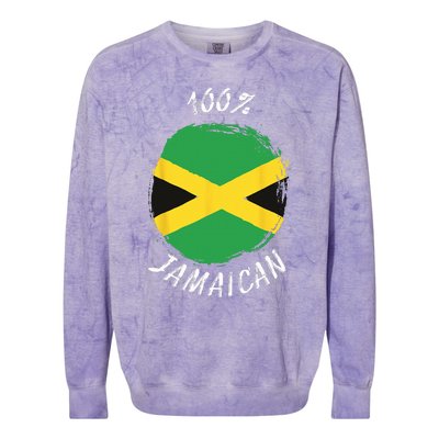 100 Jamaican Proud Jamaican Flag Jamaica Colorblast Crewneck Sweatshirt