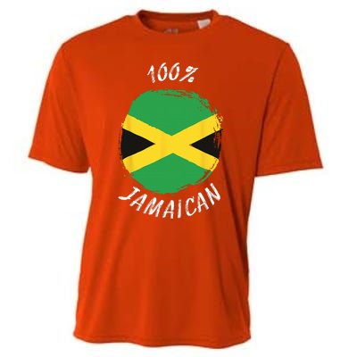 100 Jamaican Proud Jamaican Flag Jamaica Cooling Performance Crew T-Shirt