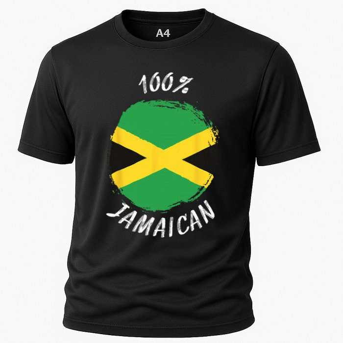 100 Jamaican Proud Jamaican Flag Jamaica Cooling Performance Crew T-Shirt