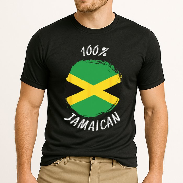 100 Jamaican Proud Jamaican Flag Jamaica Cooling Performance Crew T-Shirt