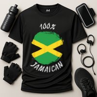100 Jamaican Proud Jamaican Flag Jamaica Cooling Performance Crew T-Shirt
