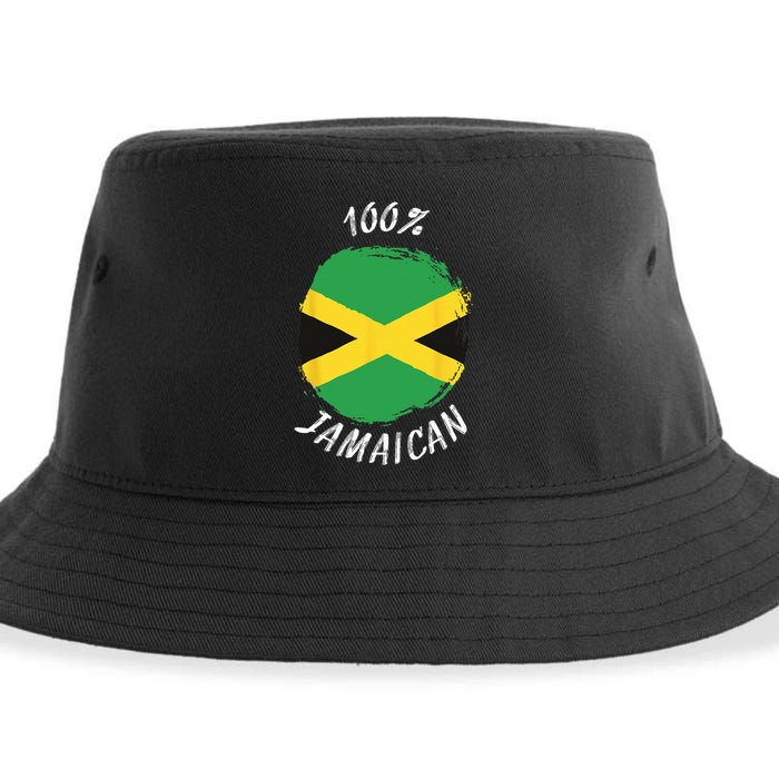 100 Jamaican Proud Jamaican Flag Jamaica Sustainable Bucket Hat