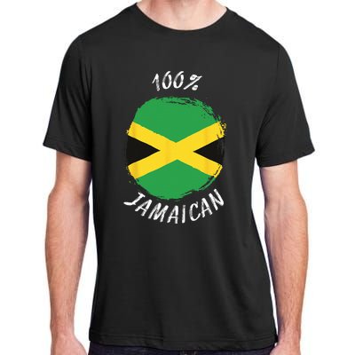 100 Jamaican Proud Jamaican Flag Jamaica Adult ChromaSoft Performance T-Shirt