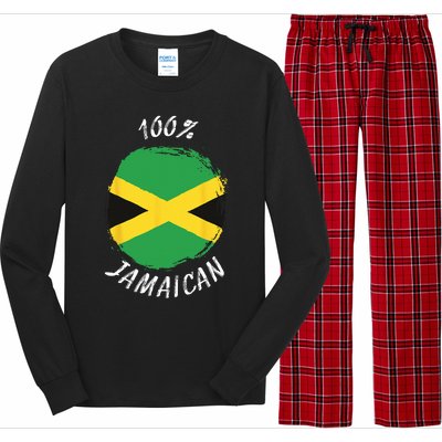 100 Jamaican Proud Jamaican Flag Jamaica Long Sleeve Pajama Set