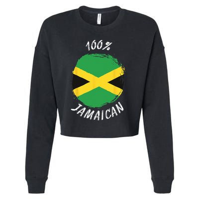 100 Jamaican Proud Jamaican Flag Jamaica Cropped Pullover Crew