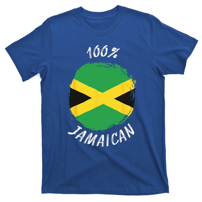 100 Jamaican Proud Jamaican Flag Jamaica T-Shirt