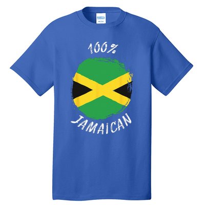 100 Jamaican Proud Jamaican Flag Jamaica Tall T-Shirt