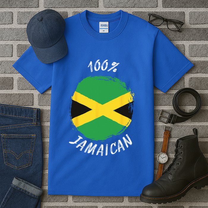 100 Jamaican Proud Jamaican Flag Jamaica Tall T-Shirt