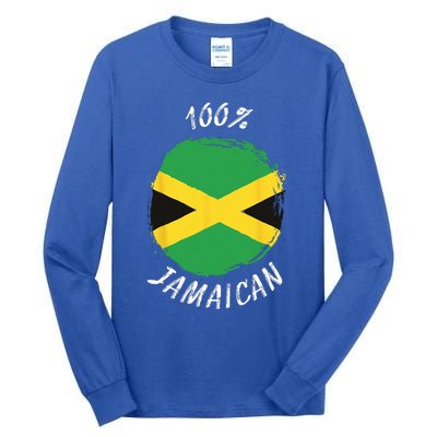 100 Jamaican Proud Jamaican Flag Jamaica Tall Long Sleeve T-Shirt