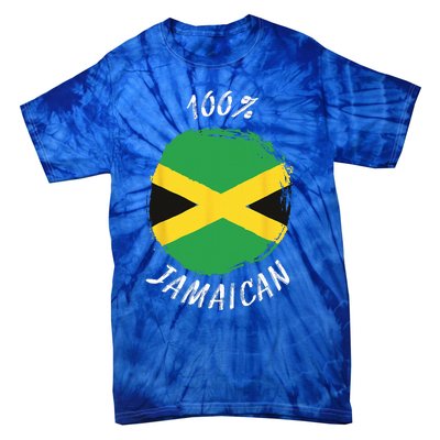 100 Jamaican Proud Jamaican Flag Jamaica Tie-Dye T-Shirt