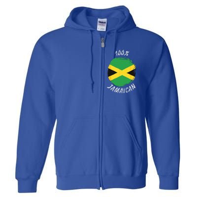 100 Jamaican Proud Jamaican Flag Jamaica Full Zip Hoodie