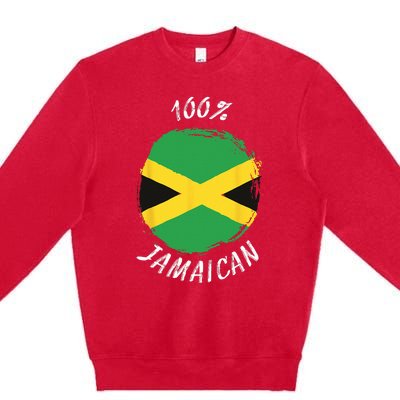 100 Jamaican Proud Jamaican Flag Jamaica Premium Crewneck Sweatshirt