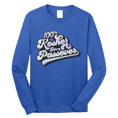 100% Kosher For Passover Cool Jewish Pesach Funny Gift Long Sleeve Shirt