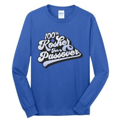 100% Kosher For Passover Cool Jewish Pesach Funny Gift Tall Long Sleeve T-Shirt