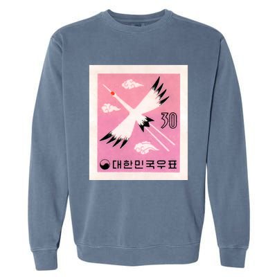 1960 Korea Red Crowned Crane Postage Stamp Garment-Dyed Sweatshirt