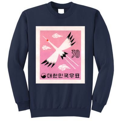 1960 Korea Red Crowned Crane Postage Stamp Sweatshirt