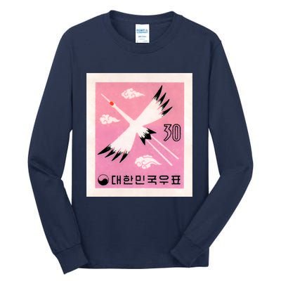 1960 Korea Red Crowned Crane Postage Stamp Tall Long Sleeve T-Shirt