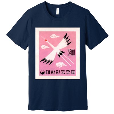 1960 Korea Red Crowned Crane Postage Stamp Premium T-Shirt