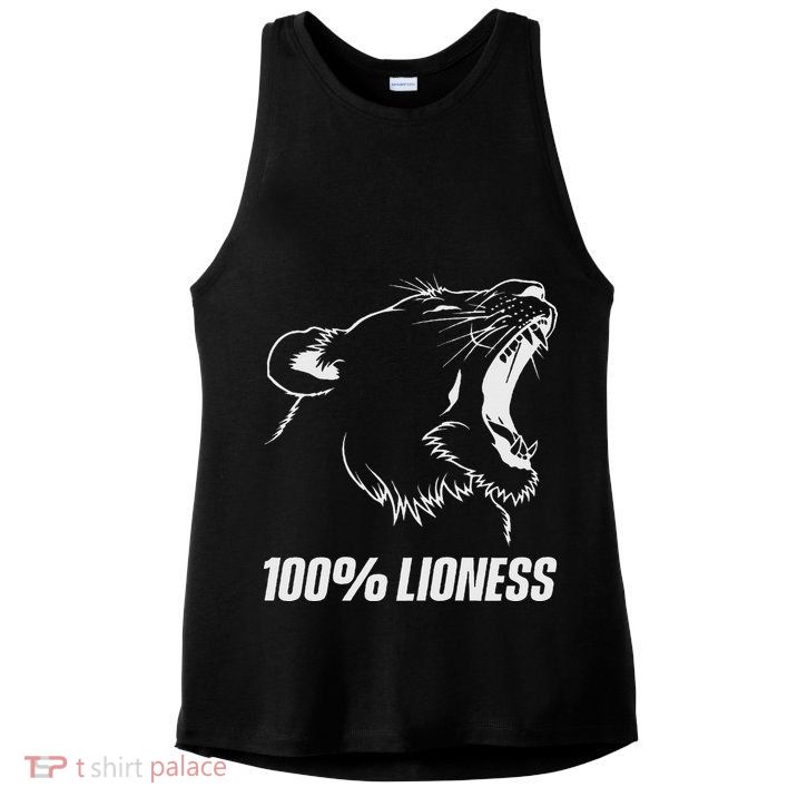 100 Lioness Gym Motivation Funny Inspiration Lion Ladies PosiCharge Tri-Blend Wicking Tank