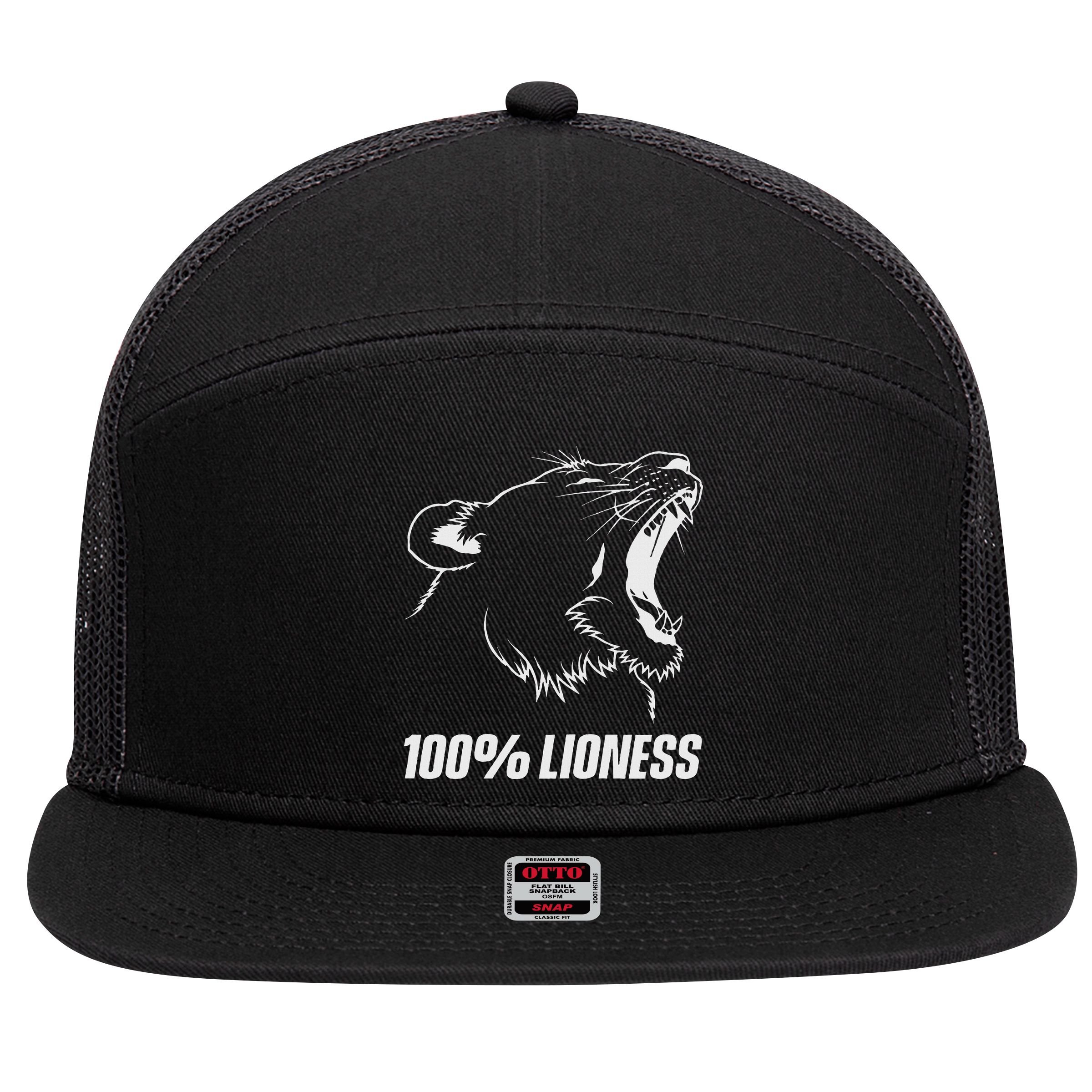 100 Lioness Gym Motivation Funny Inspiration Lion 7 Panel Mesh Trucker Snapback Hat