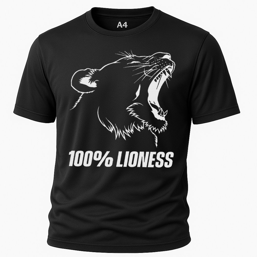 100 Lioness Gym Motivation Funny Inspiration Lion Cooling Performance Crew T-Shirt