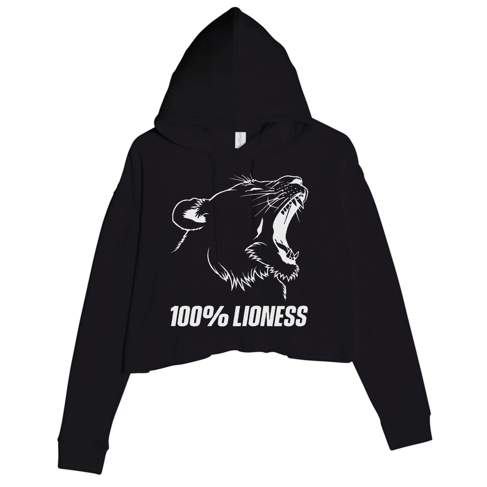 100 Lioness Gym Motivation Funny Inspiration Lion Crop Fleece Hoodie