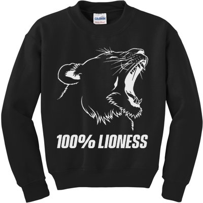 100 Lioness Gym Motivation Funny Inspiration Lion Kids Sweatshirt