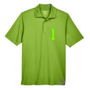 1 Lucky Number Bright Green Sports Birthday Jersey Men's Origin Performance Pique Polo