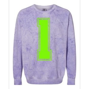 1 Lucky Number Bright Green Sports Birthday Jersey Colorblast Crewneck Sweatshirt