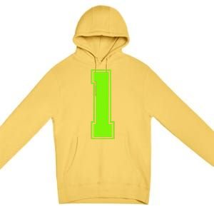 1 Lucky Number Bright Green Sports Birthday Jersey Premium Pullover Hoodie