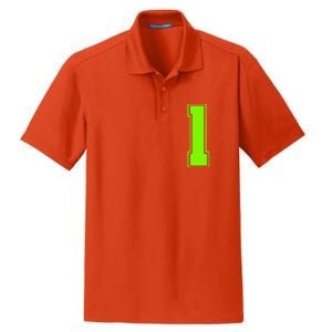 1 Lucky Number Bright Green Sports Birthday Jersey Dry Zone Grid Polo