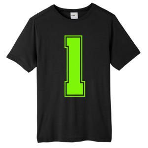 1 Lucky Number Bright Green Sports Birthday Jersey Tall Fusion ChromaSoft Performance T-Shirt