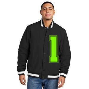 1 Lucky Number Bright Green Sports Birthday Jersey Insulated Varsity Jacket