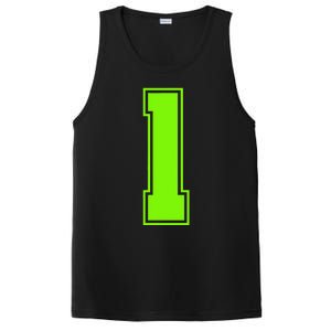 1 Lucky Number Bright Green Sports Birthday Jersey PosiCharge Competitor Tank