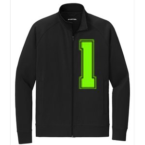 1 Lucky Number Bright Green Sports Birthday Jersey Stretch Full-Zip Cadet Jacket