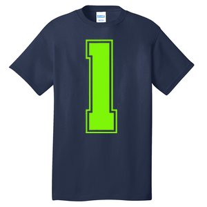 1 Lucky Number Bright Green Sports Birthday Jersey Tall T-Shirt