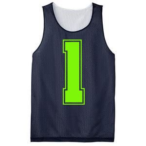 1 Lucky Number Bright Green Sports Birthday Jersey Mesh Reversible Basketball Jersey Tank