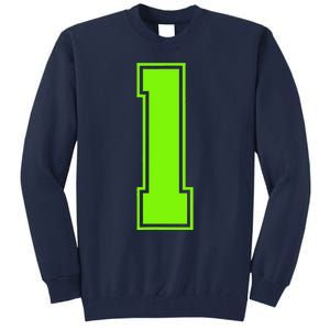 1 Lucky Number Bright Green Sports Birthday Jersey Tall Sweatshirt