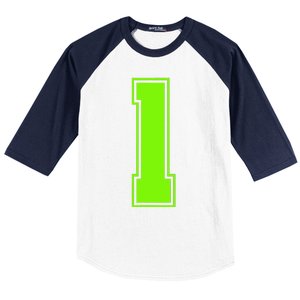 1 Lucky Number Bright Green Sports Birthday Jersey Baseball Sleeve Shirt