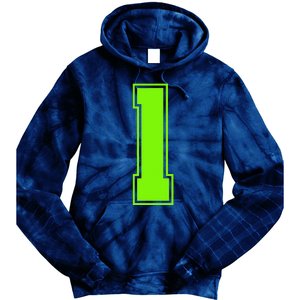 1 Lucky Number Bright Green Sports Birthday Jersey Tie Dye Hoodie