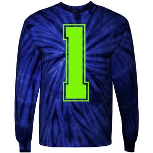 1 Lucky Number Bright Green Sports Birthday Jersey Tie-Dye Long Sleeve Shirt