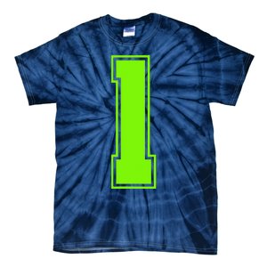 1 Lucky Number Bright Green Sports Birthday Jersey Tie-Dye T-Shirt